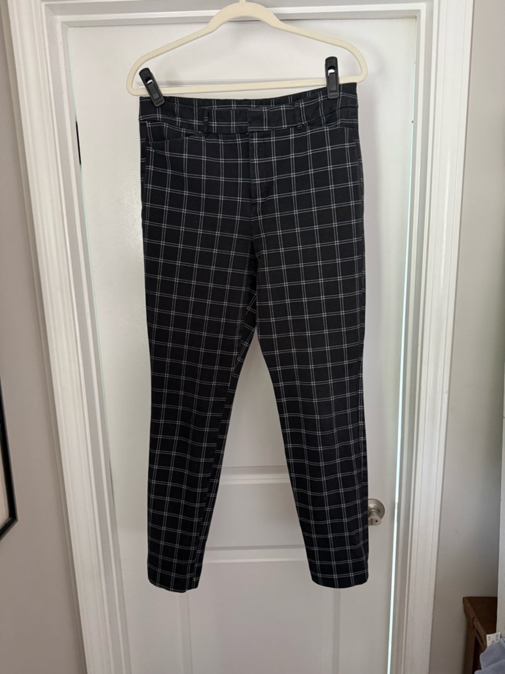 Old Navy Black Plaid Skinny Pants Long